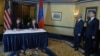 U.S. - U.S. Assistant Trade Representative Daniel Mullaney (L) and Armenian Foreign Minister Edward Nalbandian sign the U.S.-Armenian Trade and Investment Framework Agreement, Washington, 7May2015.