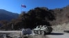 NAGORNO-KARABAKH -- Russian peacekeepers patrol a checkpoint on the road leading to the Dadivank Monastery in the Kalbajar region, November 24, 2020