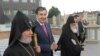 Georgia - Georgian President Mikheil Saakashvili meets with the supreme heads of the Georgian and Armenian Churches, 10Jun2011.