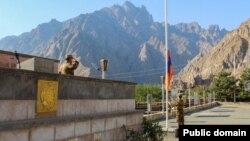 Armenia - The Armenian flag is hoisted at a military base on the border with Iran, October 7, 2021.