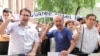 Armenia -- A protest outside parliament against a government bill on foreign-language schools, 10June 2010.