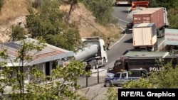 An Azerbaijani checkpoint set up at on the main road conneting Armeia to Iran, September 14, 2021