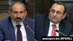 Armenia -- Nikol Pashinian (L) and Artsvik Minasian.