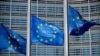 Belgium - European Union flags fly outside the European Commission headquarters in Brussels, March 1, 2023.