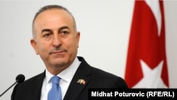 Bosnia and Herzegovina - Sarajevo - Turkish Foreign Minister Mevlut Cavusoglu during the press conference in Sarajevo. 30Apr2015.