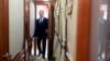 RUSSIA -- Russian Prime Minister Dmitry Medvedev walks along a carriage as he travels by train to Novosibirsk, November 12, 2019