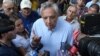 Armenia - Former Foreign Minister Vartan Oskanian speaks to journalists on a Yerevan street leading to a police station seized by gunmen, 21Jul2016.