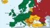 Краіны паводле рэйтынгу гандлю людзьмі ў справаздачы Дзяржаўнага дэпартамэнту ЗША за 2017 год. Зялёны колер значыць 1-ю групу, дзе праблемаў з гандлем людзьмі амаль няма. Жоўты — 2-я група з пэўнымі праблемамі з гандлем людзьмі. Аранжавы — 2-я зь небясьпекай пераходу ў 3-ю. Чырвоны — 3-я, дзе ёсьць значныя праблемы з гандлем людзьмі