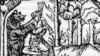 "Медведь и скоморох", Олаф Магнус, офорт, 1555 год