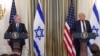 САД-Бенјамин Нетанјаху, премиер на Израел(лево) и Доналд Трамп, претседател на САД(десно) по состанокот во Белата куќа, 29.09.2025 година. 