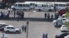 Armenia - Police vehicles block a road leading a police station in Yerevan seized by armed opposition activists, 17Jul2016.