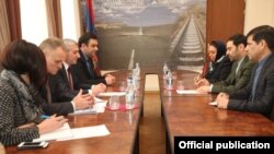 Armenia - Armenian Transport Minister Vahan Martirosian meets with Iranian Ambassador Seyyed Kazem Sajjad in Yerevan, 19Jan2017.