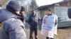Kazakhstan - Baybolat Kunbolatuly is standing in front of the Chinese embassy. Almaty, 7 February 2020