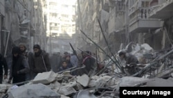 آثار حملات هوایی حامیان دولت سوریه در شهر حلب