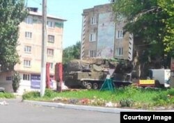 Sistem de rachete Buk fotografiat in Torez, langa Donetk, pe 17, 2014.