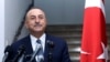 Turkish Foreign Minister Cavusoglu attends a news conference with his Lebanese counterpart in Beirut