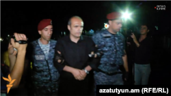 Armenia -- Civic activist Levon Barseghian is detained by riot police in Yerevan, 27Jul2016