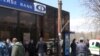 Armenia -- The Converse Bank branch in Yerevan's Nor Nork district is cordoned off by police shortly after a robbery attempt, 29Mar2011