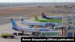 Armenia -- Passenger jets at the Zvartnots International airport in Yerevan.
