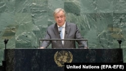 U.S. -- Secretary-General of the United Nations, Antonio Guterres, speaking during the 75th General Assembly of the United Nations, in New York, September 21, 2020