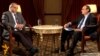 Armenia - Hrant Bagratian (L), an opposition candidate in the presidential election, is interviewed by Harry Tamrazian, director of RFE/RL's Armenian Service, Yerevan, 27Jan2013.